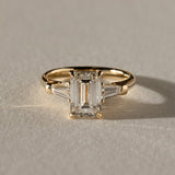 1.5 CT Emerald  Lab Grown Diamond Three Stone Style Engagement Ring