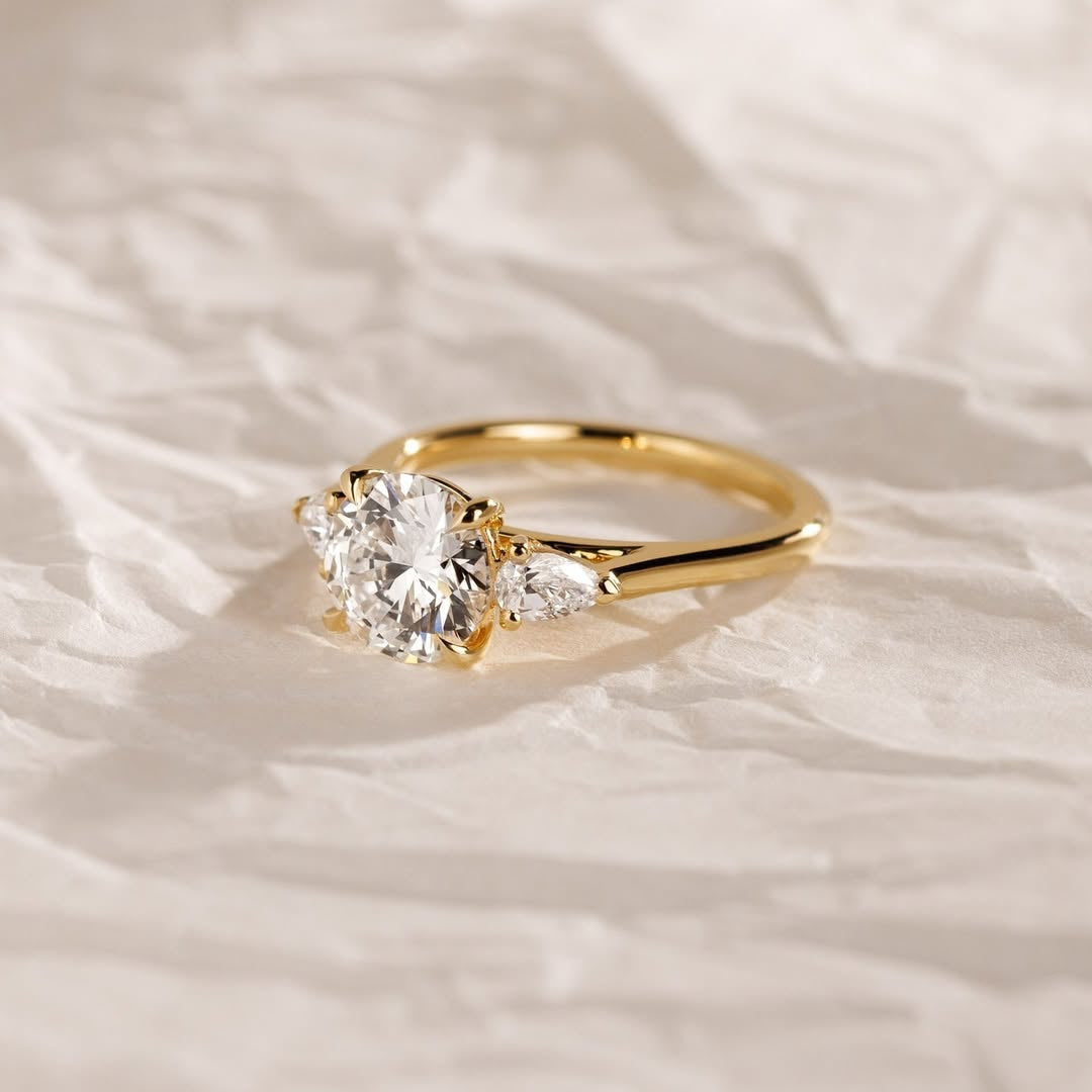 1.5 CT Round⁠ Lab Grown Diamond Three Stone Style Engagement Ring