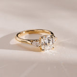 1.04 CT Elongated Cushion Lab Grown Diamond Three Stone Style Engagement Ring