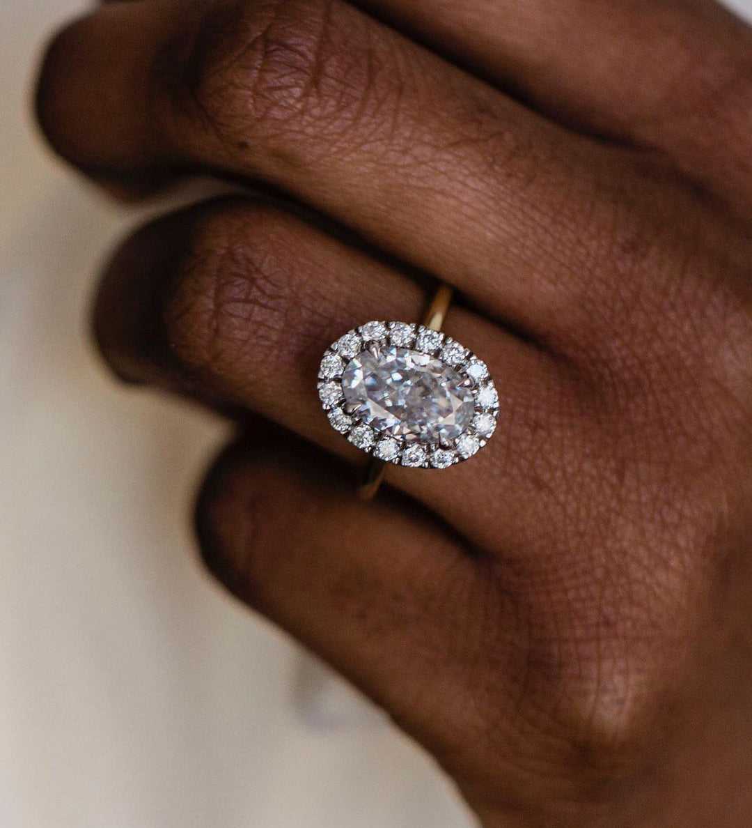 3.85 CT Oval Halo Moissanite Engagement Ring 1