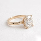 4 CT Hidden Halo Elongated Cushion Lab Grown Diamond Engagement Ring