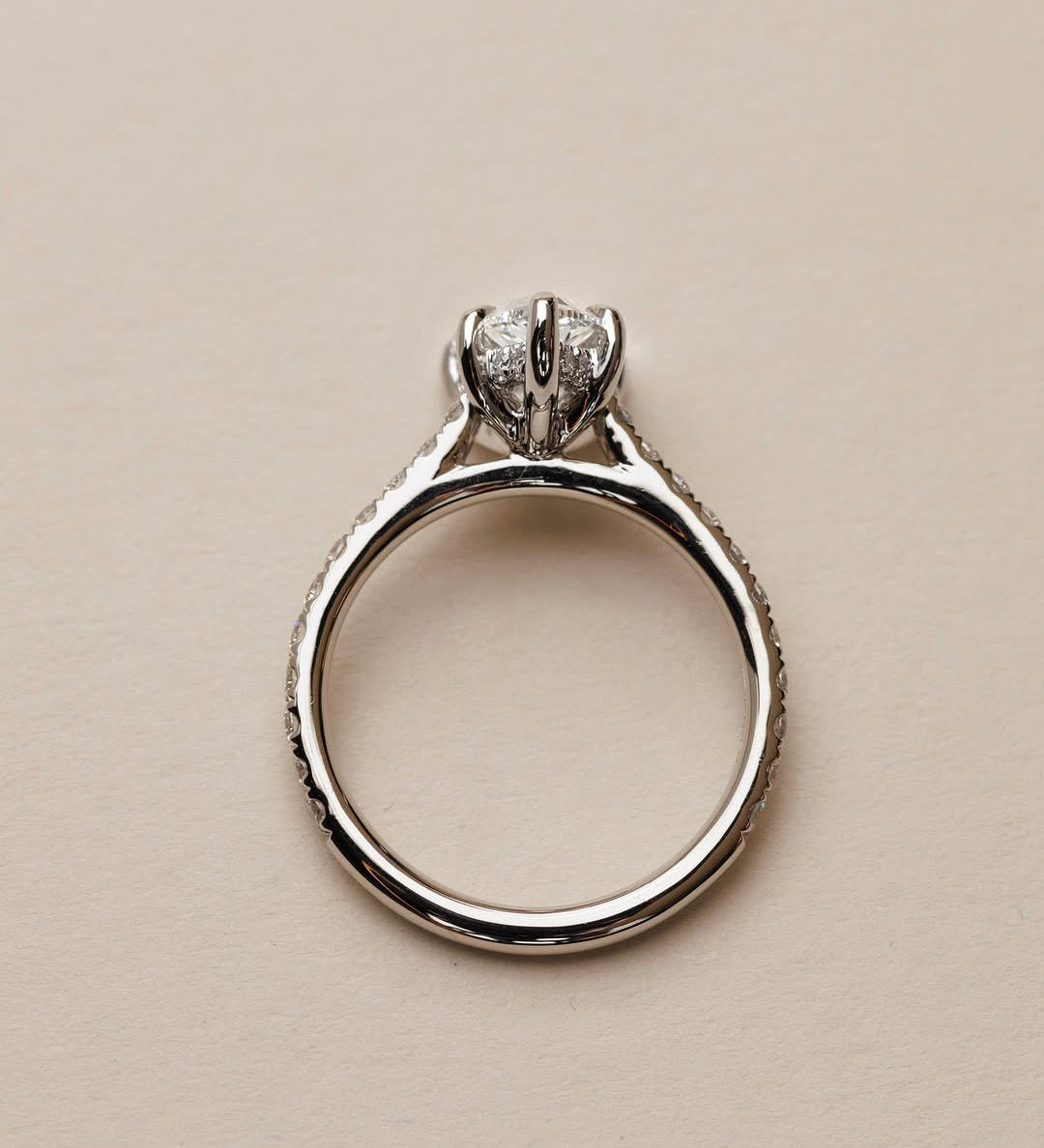 2.0 CT Pear Lab Grown Diamond Pave Style Engagement Ring