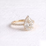 2.5 CT Pear Lab Grown Diamond Engagement Ring – Hidden Halo Pave