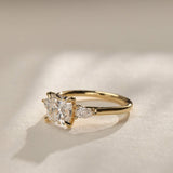 1.09 CT Cushion Lab Grown Diamond Three Stone Style Engagement Ring