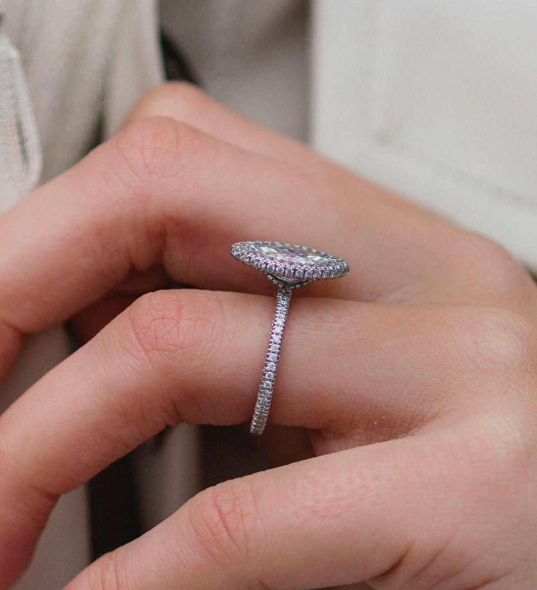 2.0 CT Marquise Halo Moissanite Engagement Ring 3