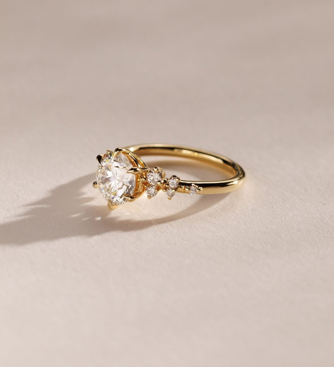 1.5 CT Round⁠ Lab Grown Diamond Cluster Style Engagement Ring