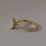 1.5 CT Elongated Cushion  Lab Grown Diamond Pave Setting Engagement Ring