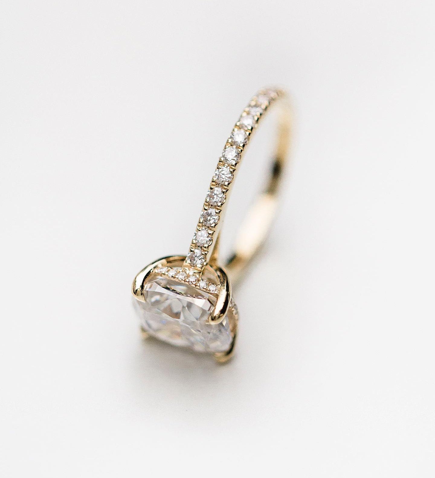 4.65 CT Cushion Solitaire Hidden Halo Moissanite Engagement Ring 2