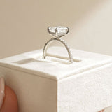1.38 CT Emerald  Lab Grown Diamond Pave Style Engagement Ring