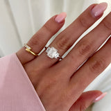 2.3 CT Emerald Lab Grown Diamond Three stone Style Engagement Ring