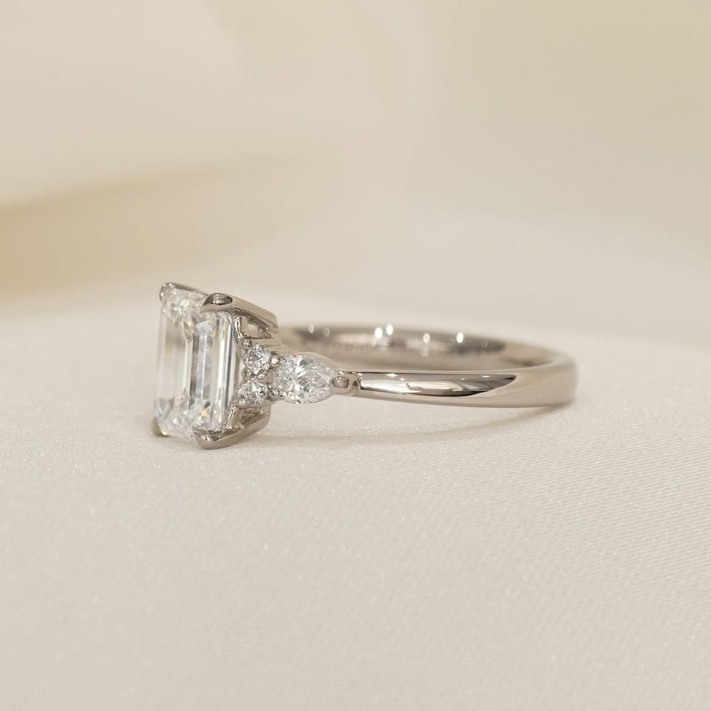 1.58 CT Emerald Lab Grown Diamond Cluster Style Engagement Ring