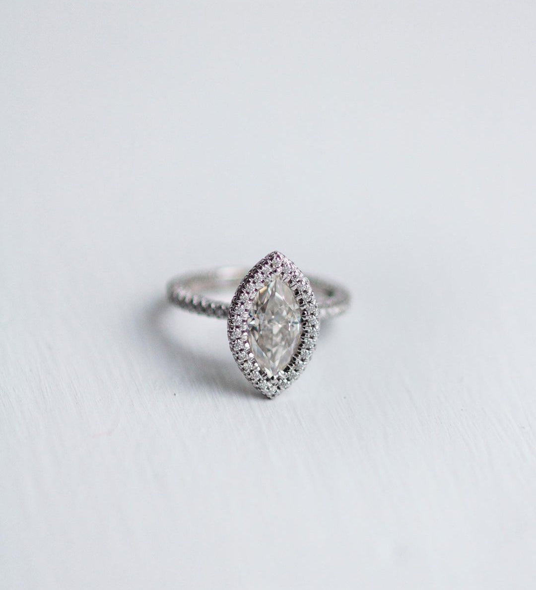 1.80 CT Marquise Double Halo Moissanite Engagement Ring 2