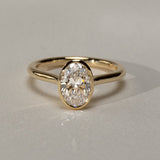 1.53 CT Oval  Lab Grown Diamond Bezel Solitaire Style Engagement Ring