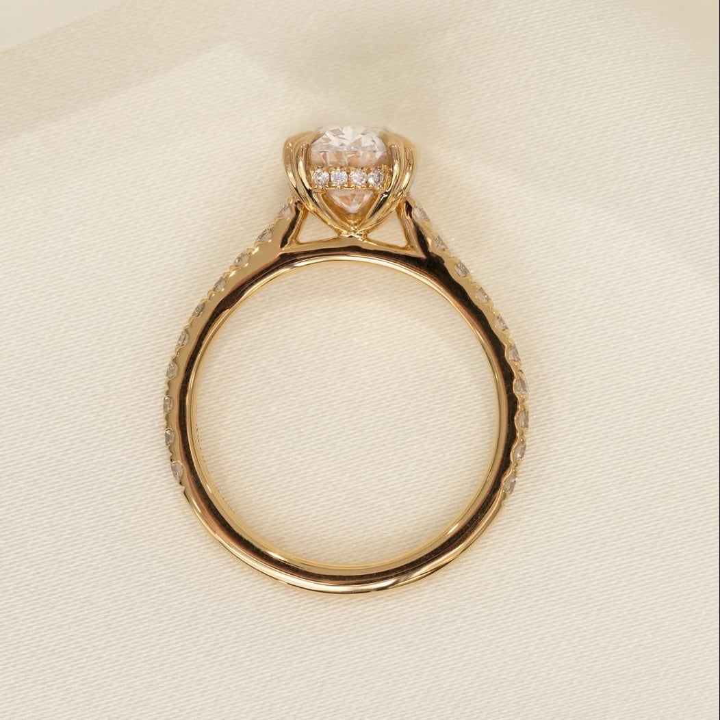 1.83 CT Oval  Lab Grown Diamond Pave Style Engagement Ring