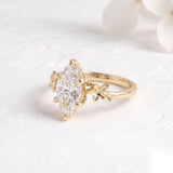 2 CT Flower Marquise Lab Grown Diamond Engagement Ring