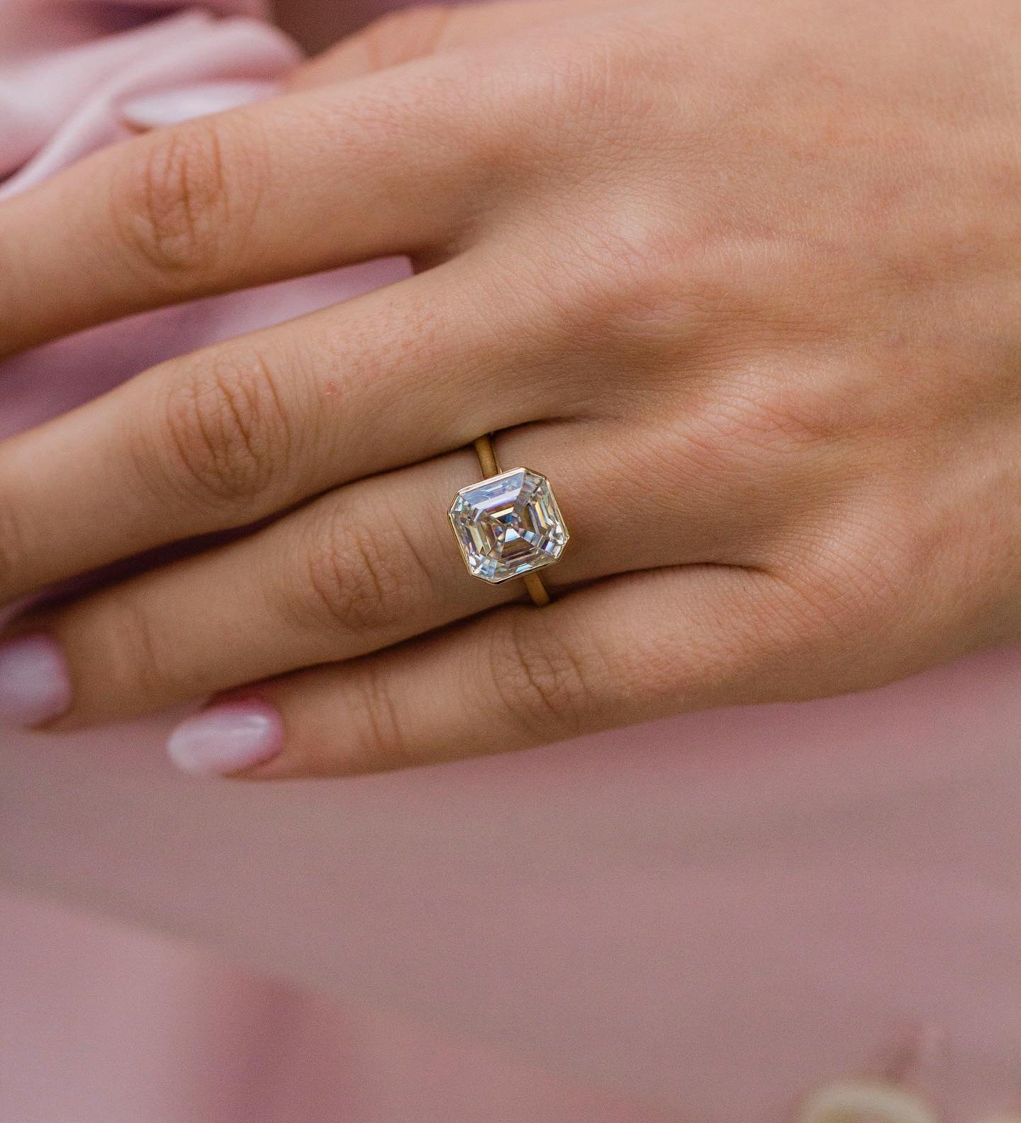 4.0 CT Asscher Solitaire Bezel Moissanite Engagement Ring 3