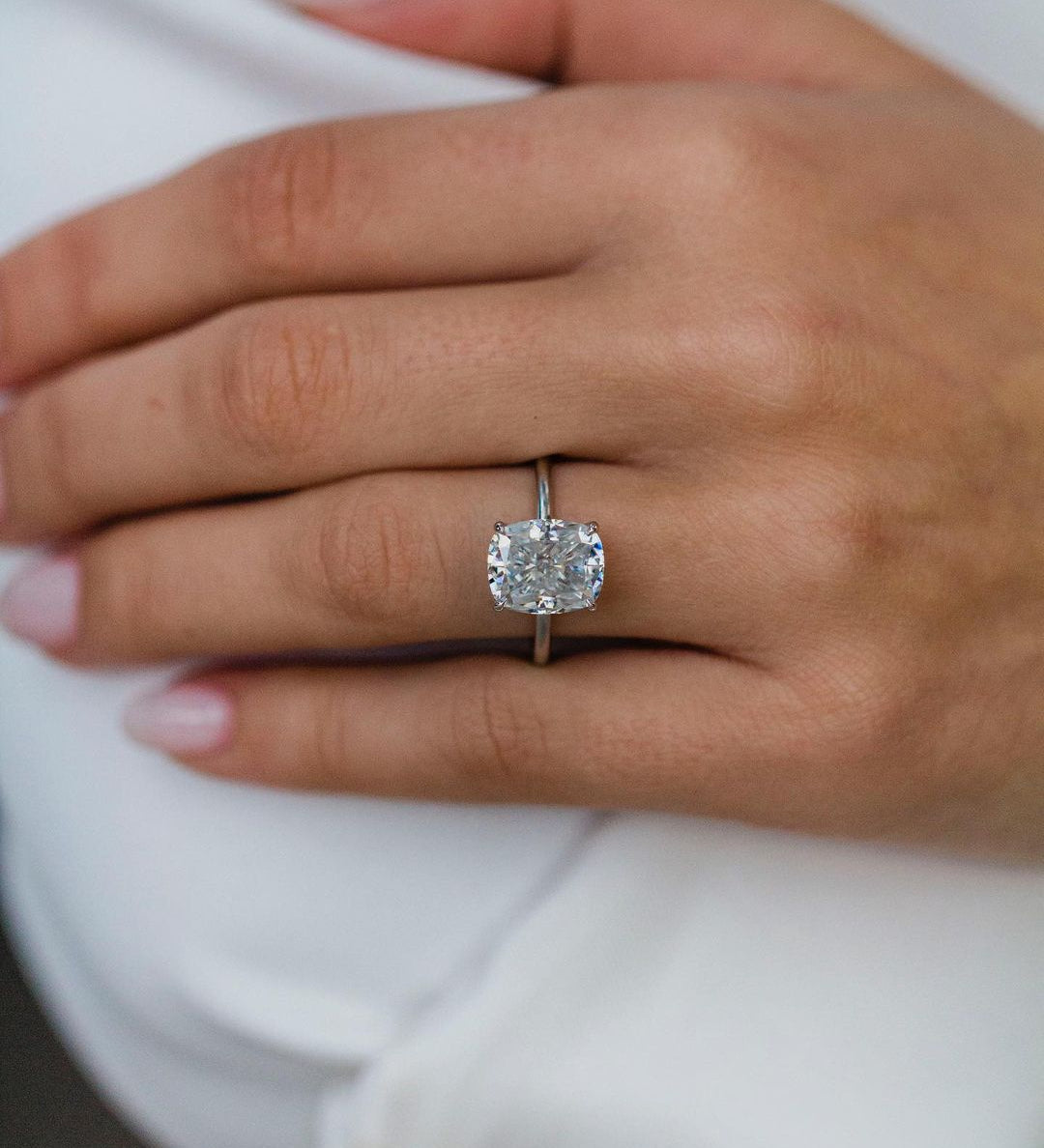 4.55 CT Cushion Cut Solitaire Moissanite Engagement Ring 3