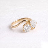 2.05 CT Round & Pear Lab Grown Diamond Engagement Ring – Two Stone