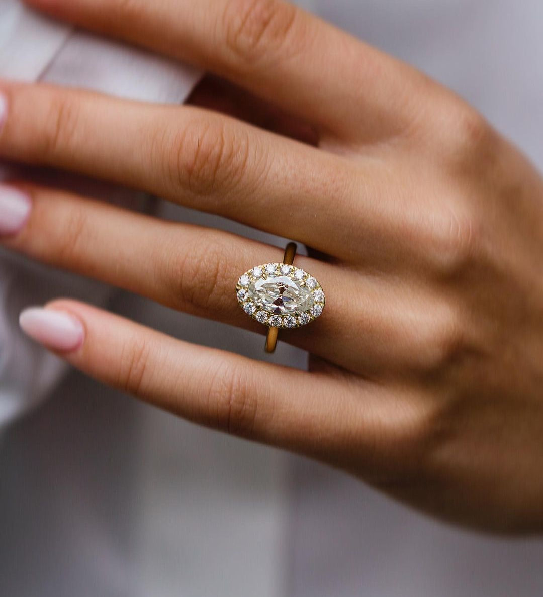 3.80 CT Oval Cut Halo Style Moissanite Engagement Ring 1