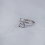 2.70 CT Radiant Solitaire Hidden Halo & Pave Moissanite Engagement Ring 7