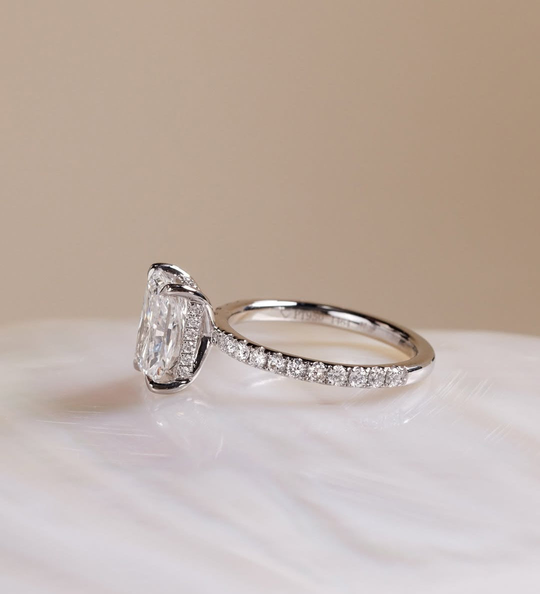 2.57 CT Radiant Lab Grown Diamond Pave Style Engagement Ring