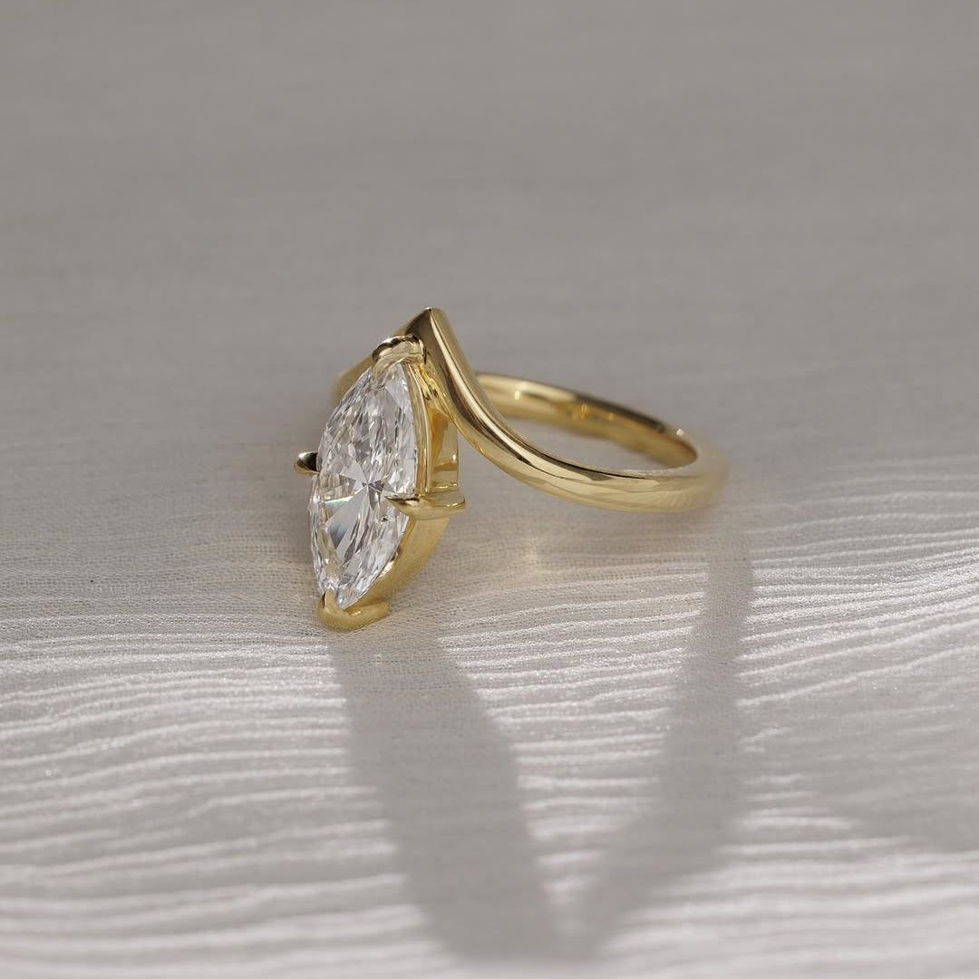 2.0 CT Marquise  Lab Grown Diamond Unique Style Engagement Ring