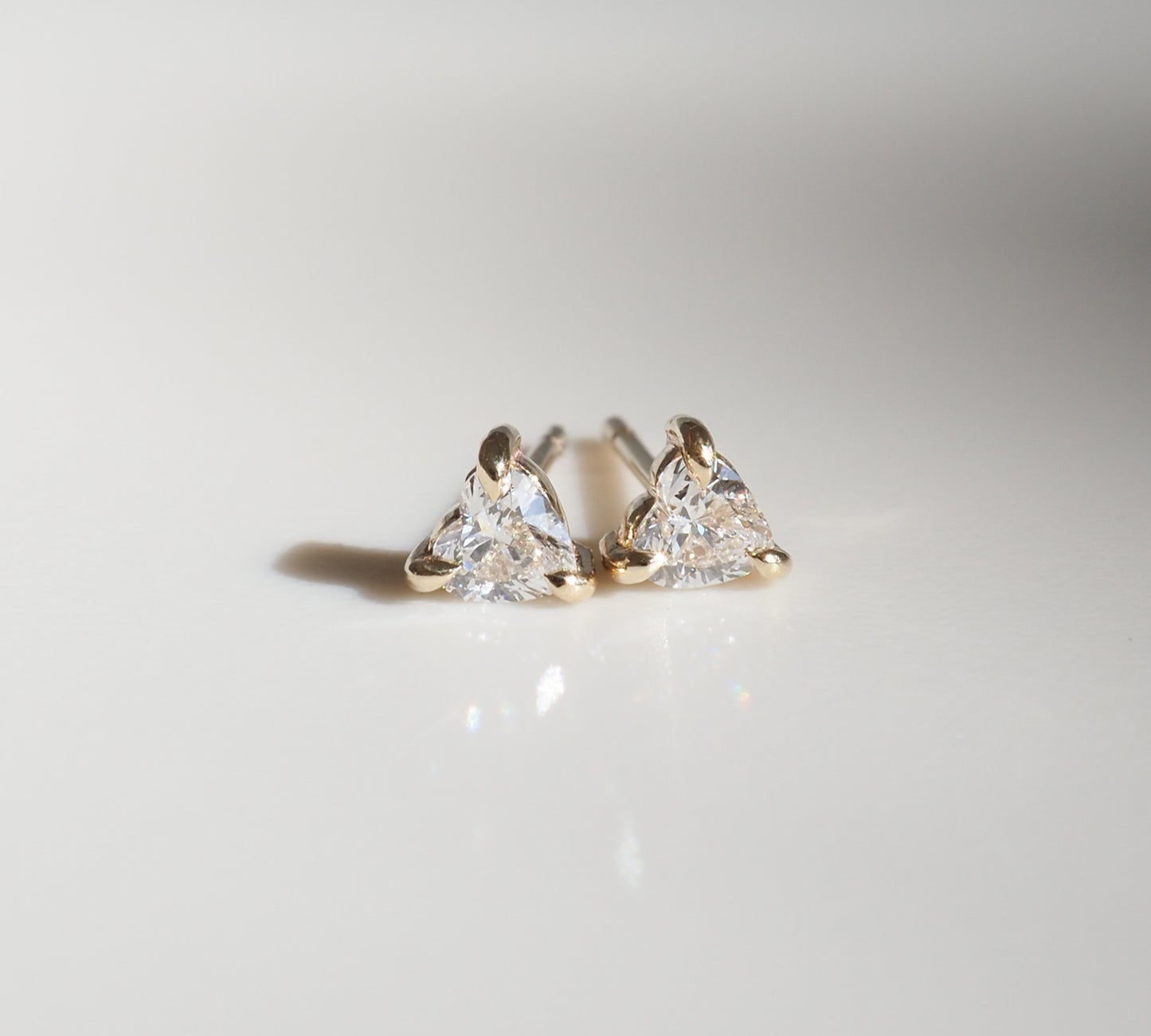 1.0 TCW Heart Cut Moissanite Stud Earrings in Gold