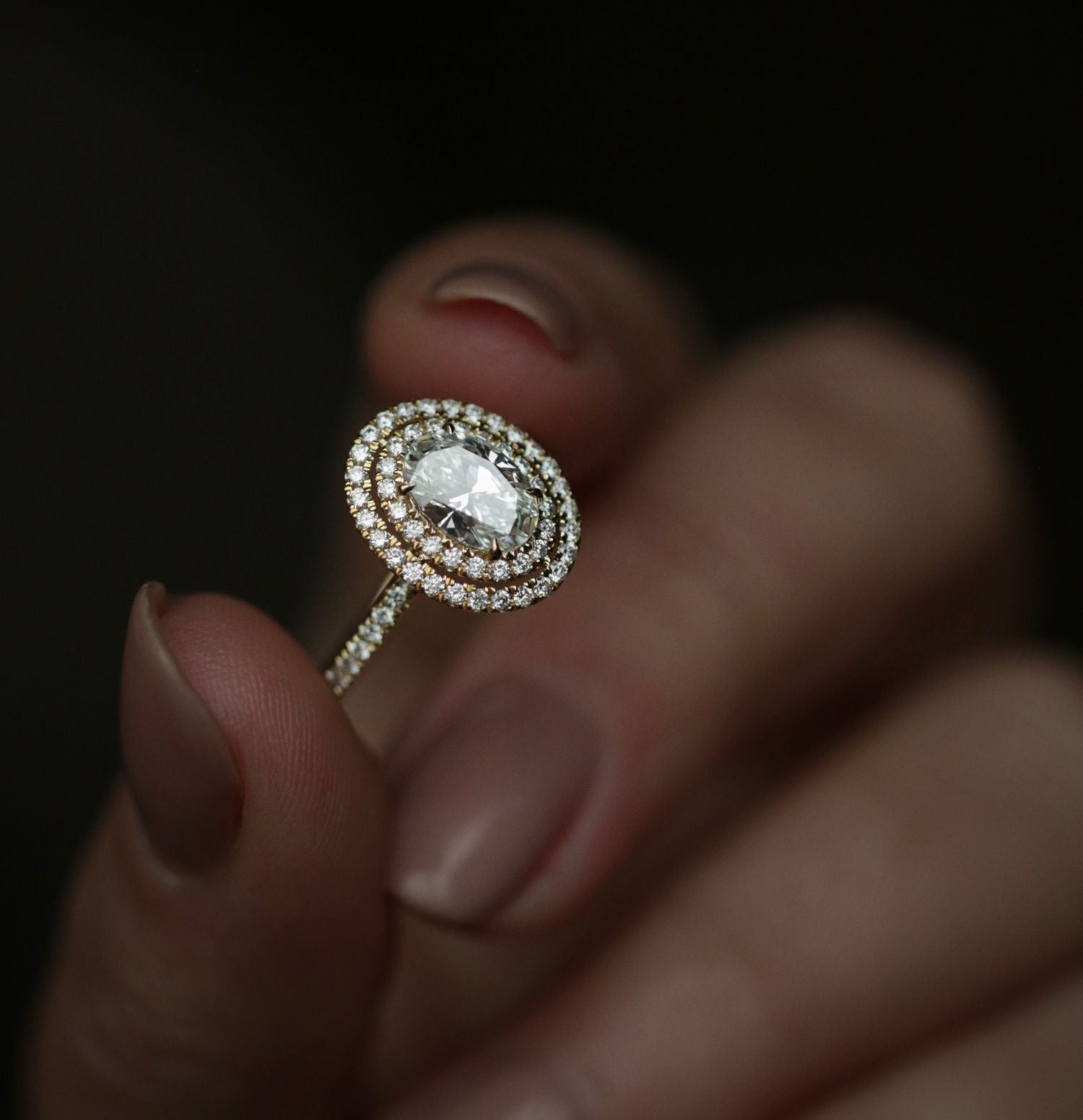 Oval Double Halo Lab Grown Diamond Engagement Ring