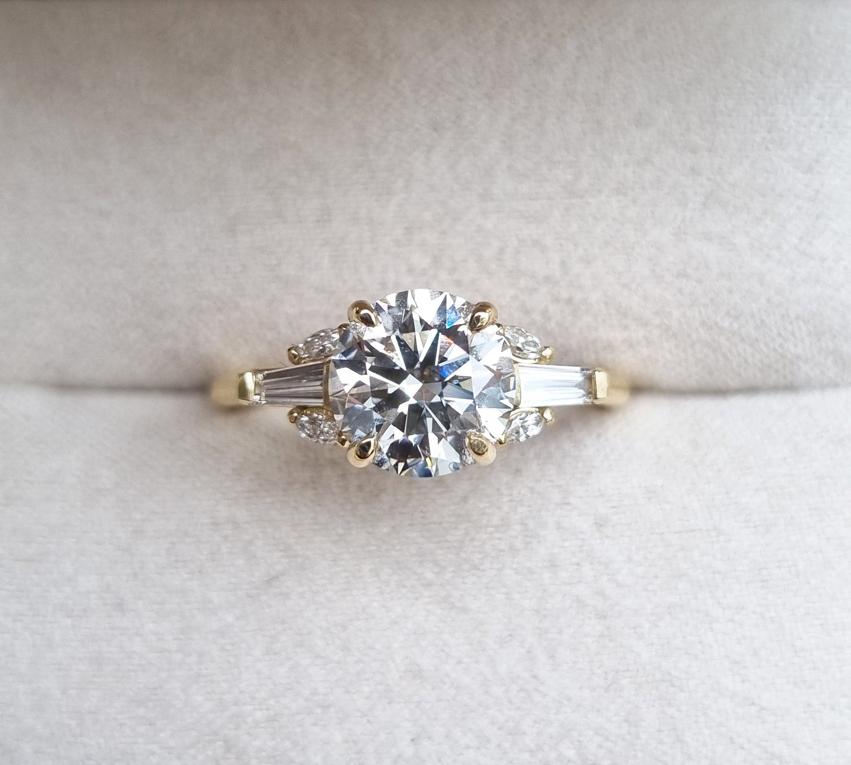 Round Cluster Lab Grown Diamond Engagement Ring