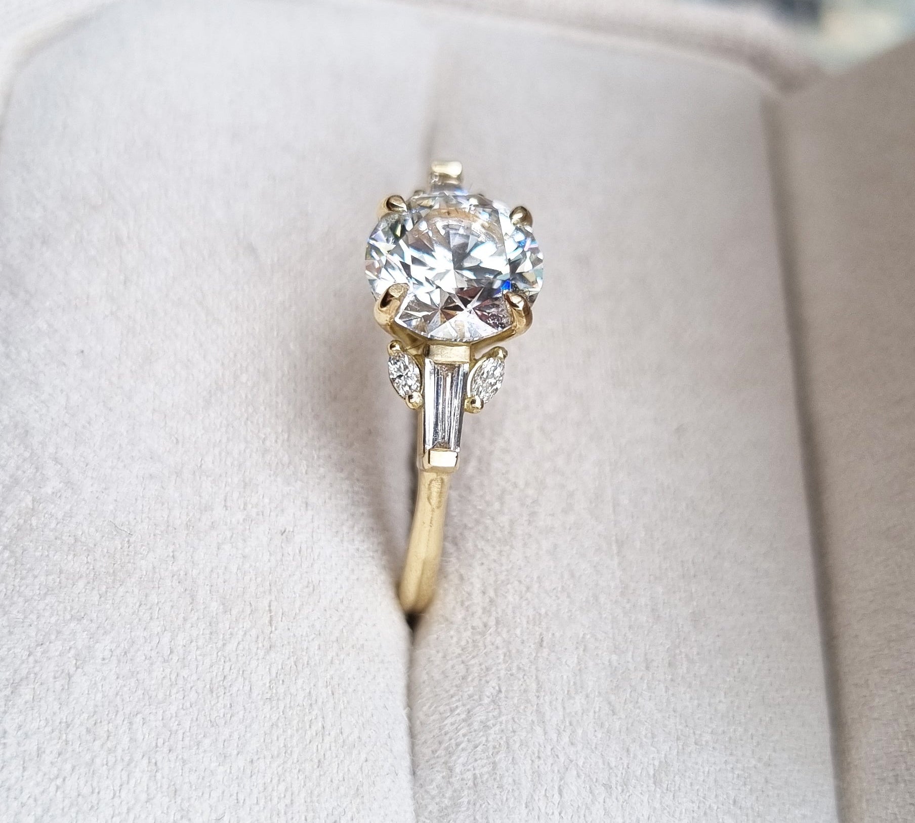 Round Cluster Lab Grown Diamond Engagement Ring