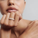 Stunning 1.60 TCW Oval Moissanite Stones Half Eternity Wedding Bands