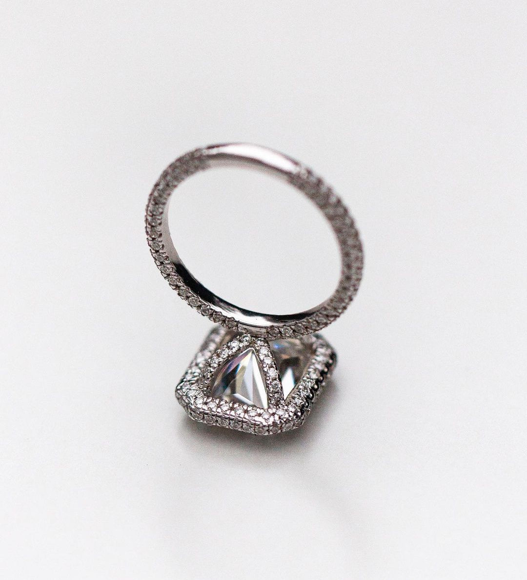 4.4 CT Radiant Double Halo Moissanite Engagement Ring 3
