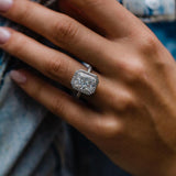 4.4 CT Radiant Double Halo Moissanite Engagement Ring 1
