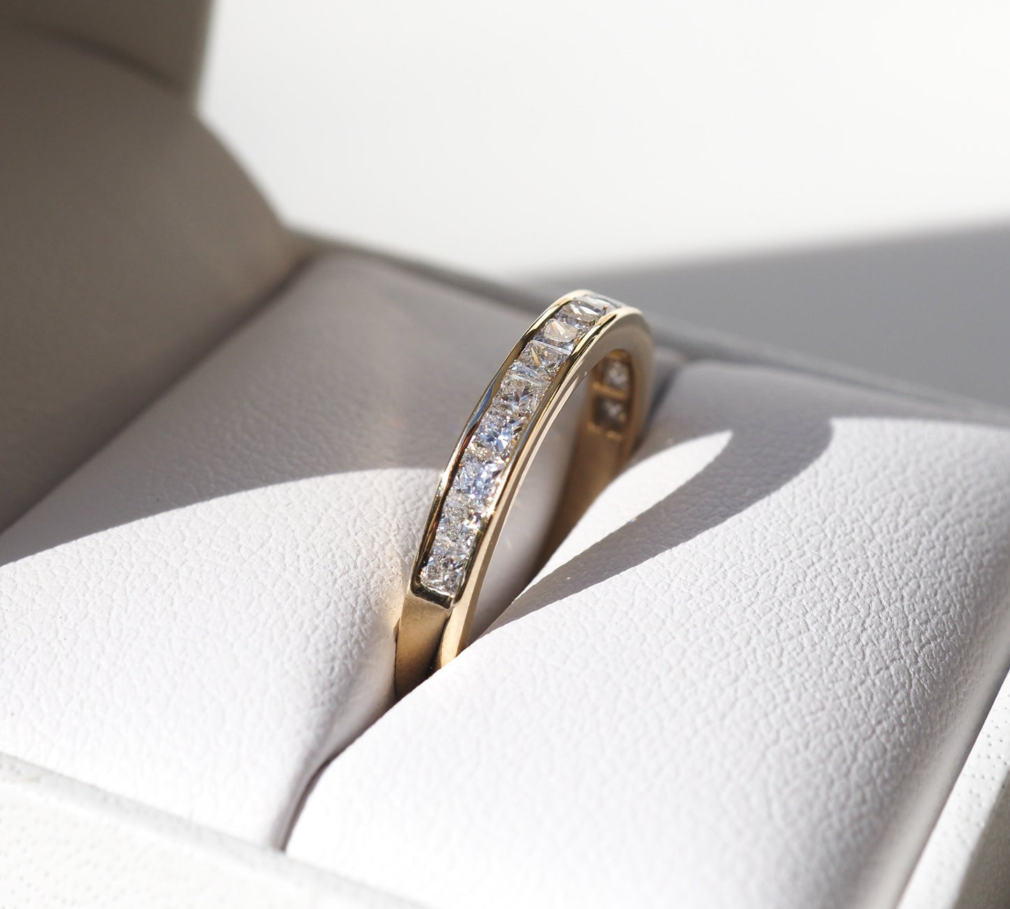 Stunning 0.90 TCW Princess Moissanite Stones Channel Wedding Bands