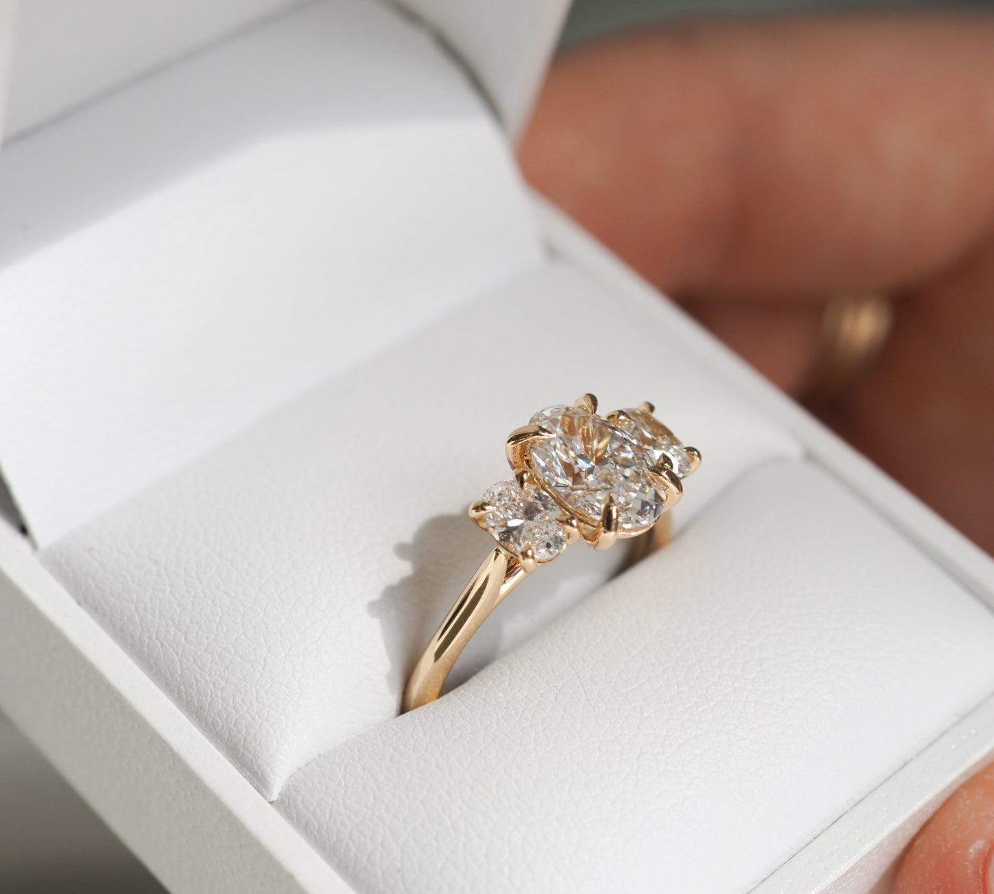 Stunning 1.5 CT Oval Moissanite Engagement Ring with Three Stone Design