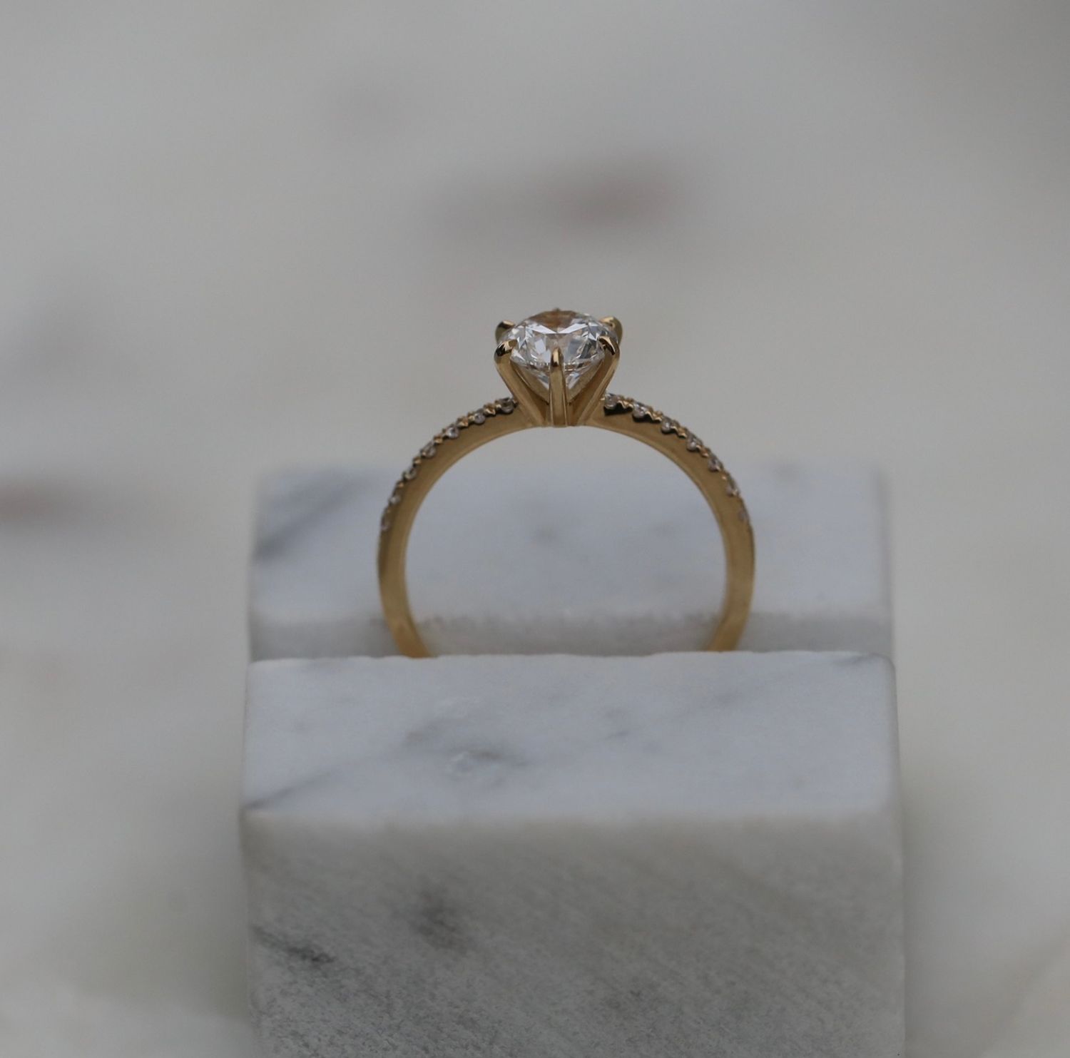 Round Cut Pave Lab Grown Diamond Engagement Ring