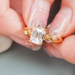 Stunning 1.0 - 2.0 CT Emerald Moissanite Engagement Ring with Twisted Pave Design 2