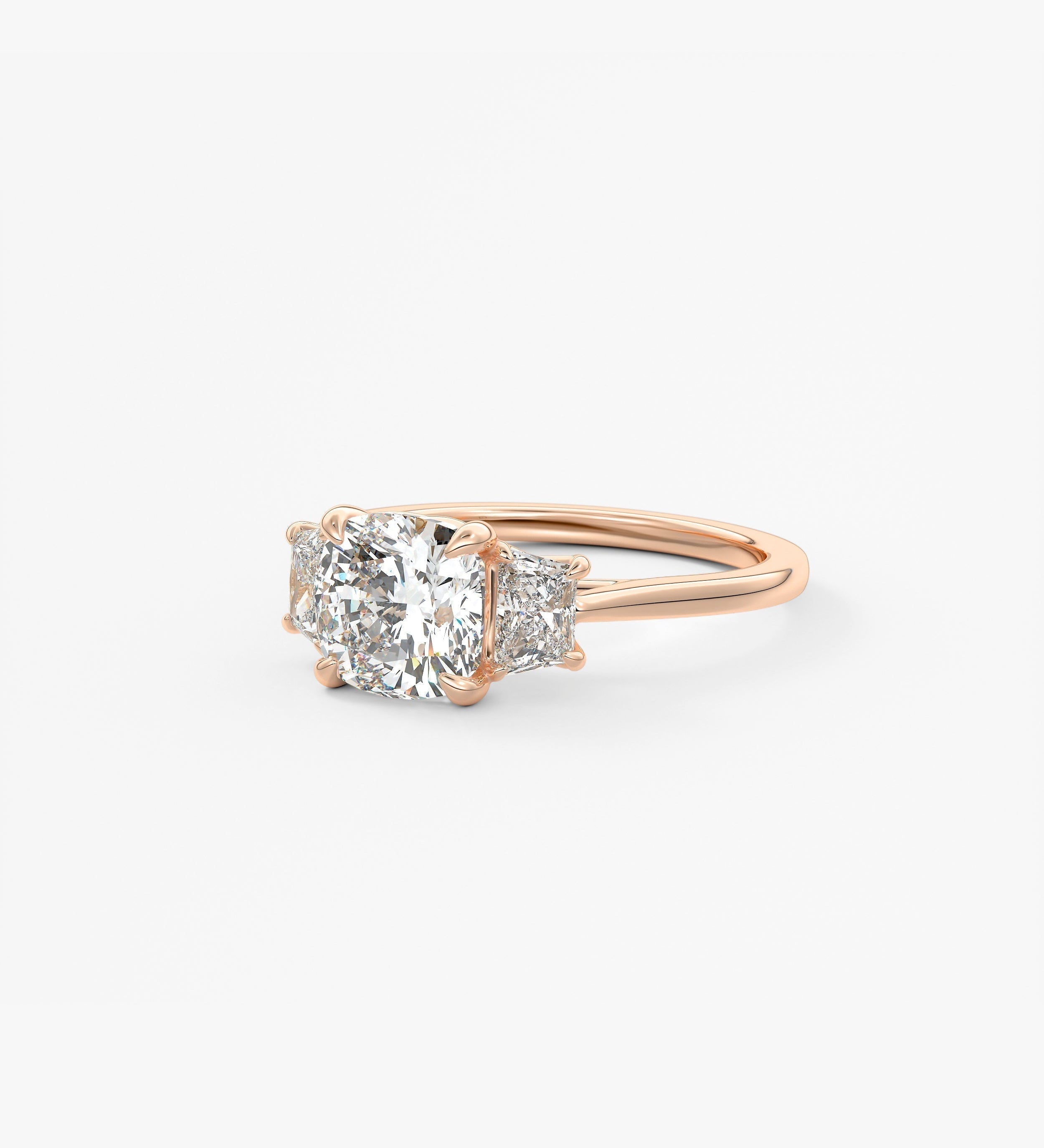 Cushion Three Stone Lab Grown Diamond Engagement Ring