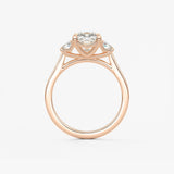 Cushion Three Stone Lab Grown Diamond Engagement Ring