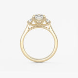 Cushion Three Stone Lab Grown Diamond Engagement Ring