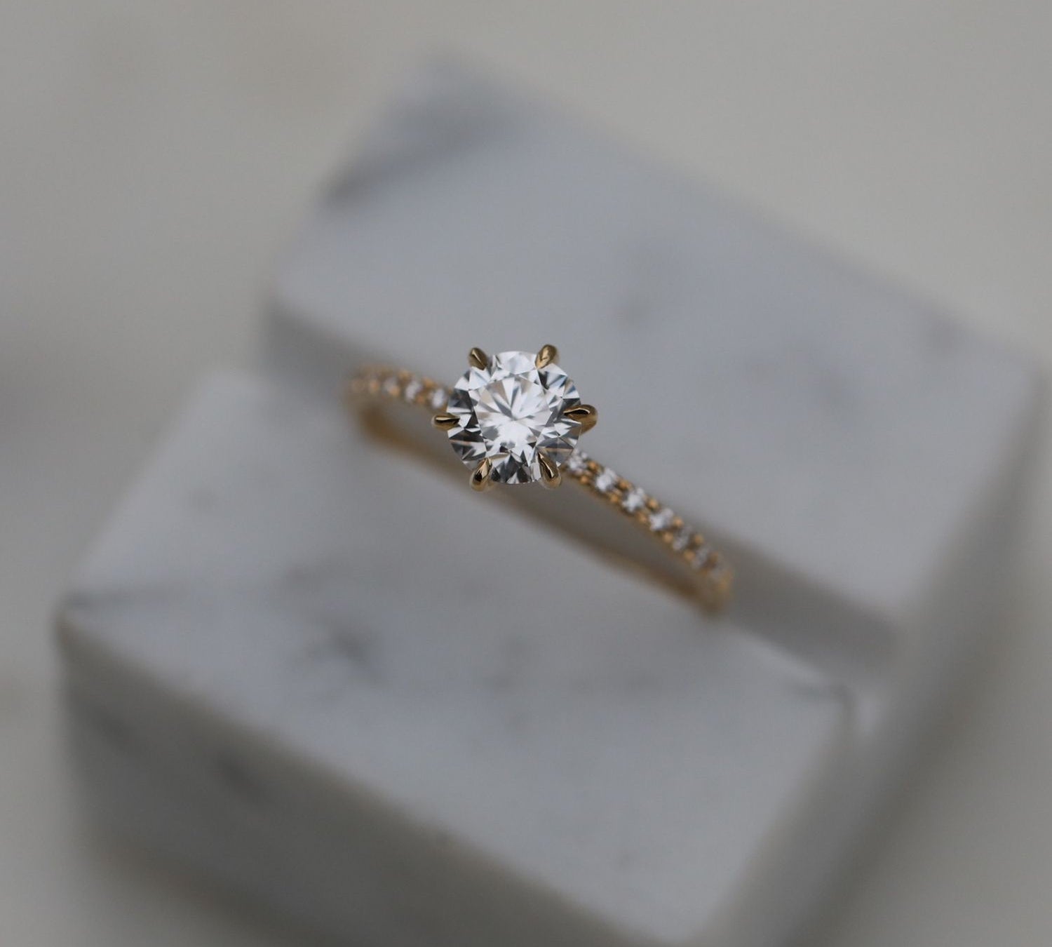 Round Cut Pave Lab Grown Diamond Engagement Ring