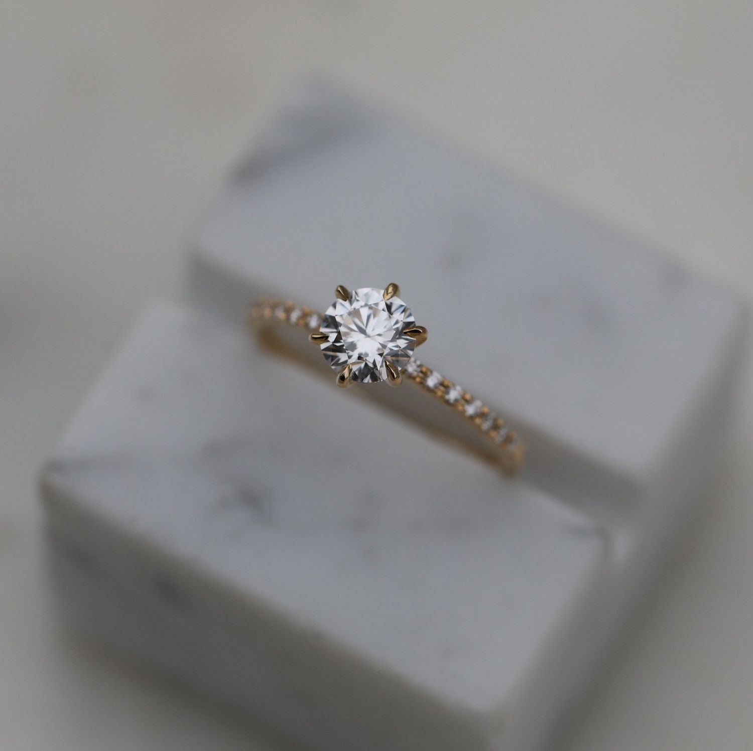 Round Cut Pave Lab Grown Diamond Engagement Ring