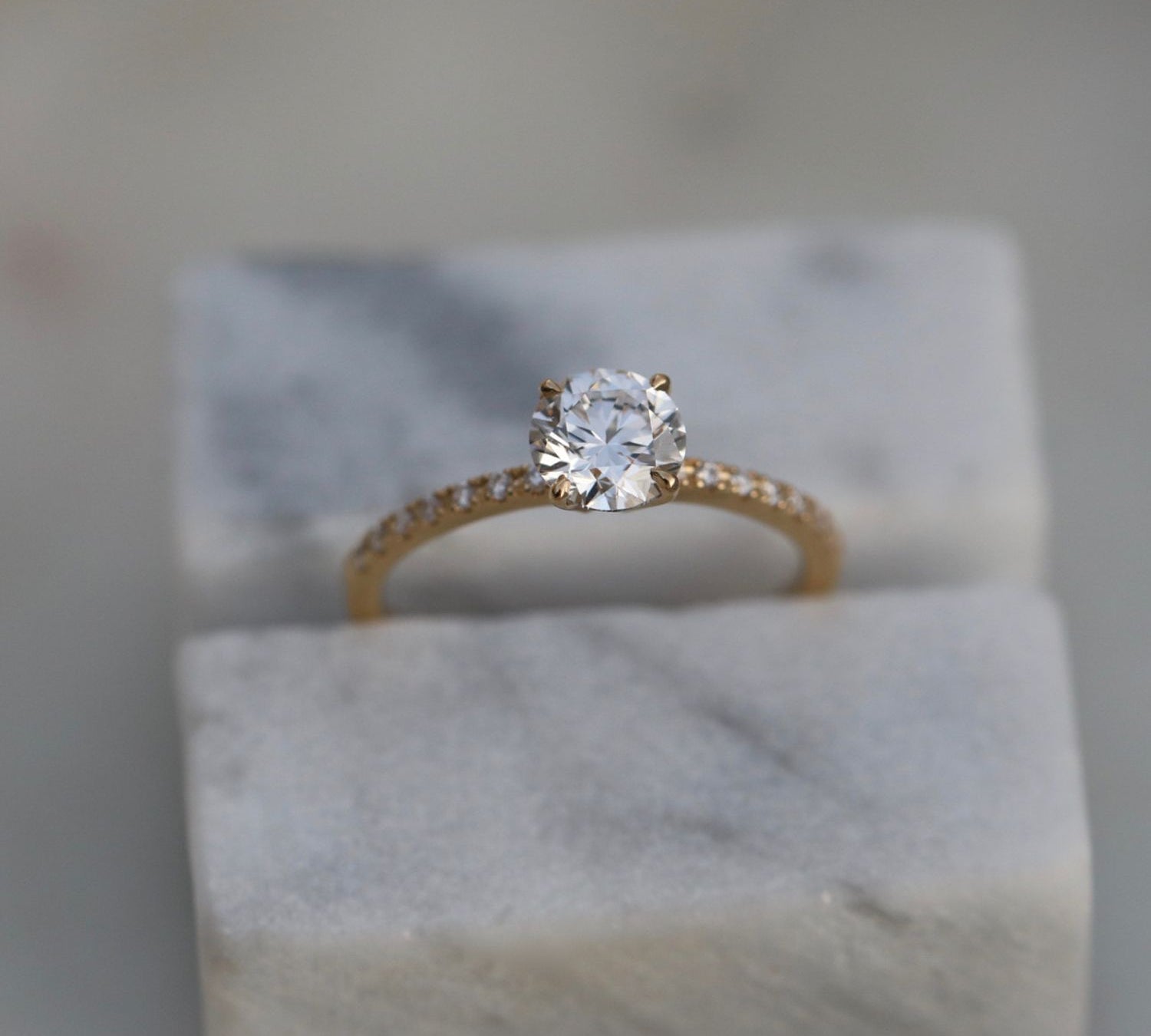 Round Cut Pave Lab Grown Diamond Engagement Ring