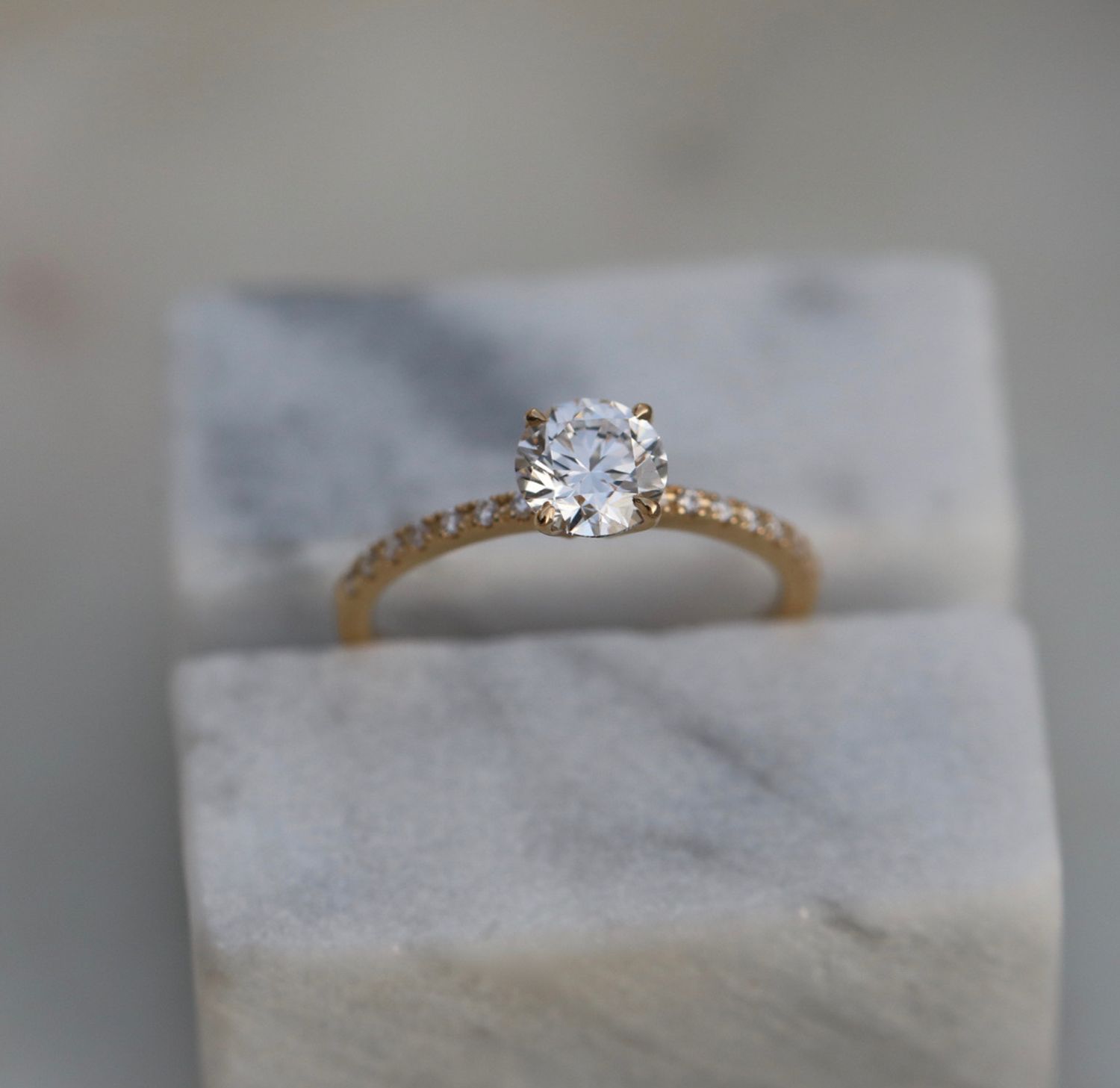 Round Cut Pave Lab Grown Diamond Engagement Ring