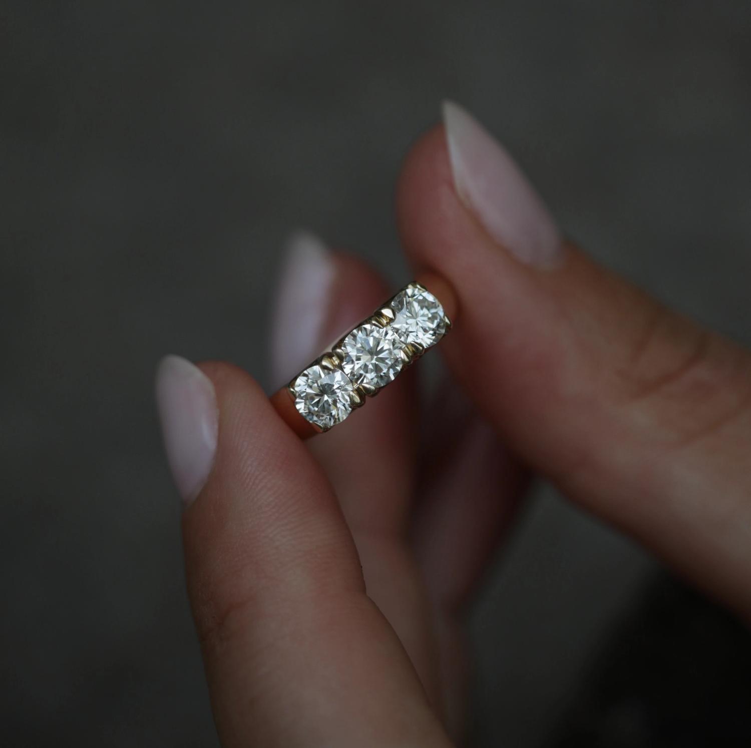 1.50 CT Round Three Stones Lab Grown Diamond Wedding Band