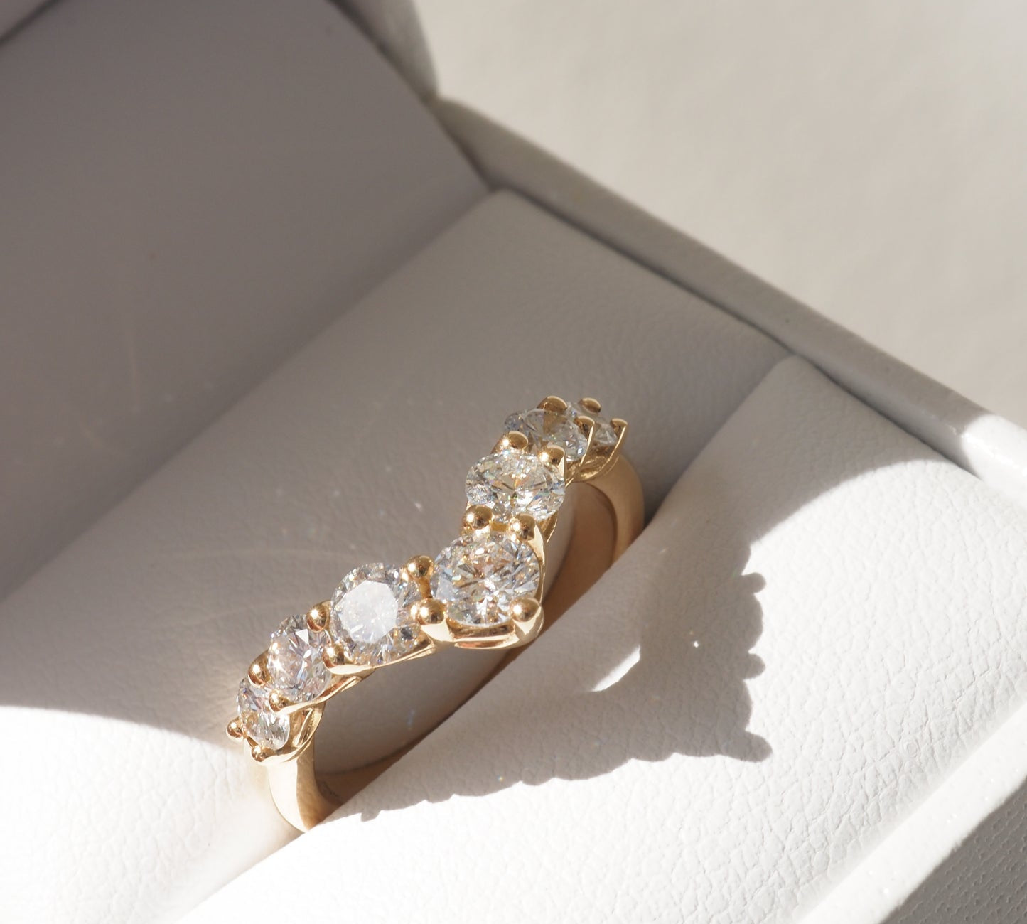 Stunning 1.10 TCW Round Moissanite Stones Curved Wedding Bands