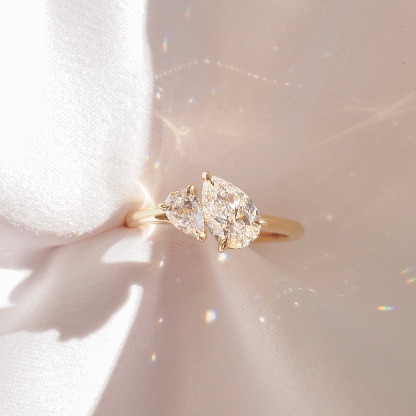 1.5 TCW Pear Two Stone Moissanite Engagement Ring