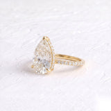 2.5 CT Pear Lab Grown Diamond Engagement Ring – Hidden Halo Pave
