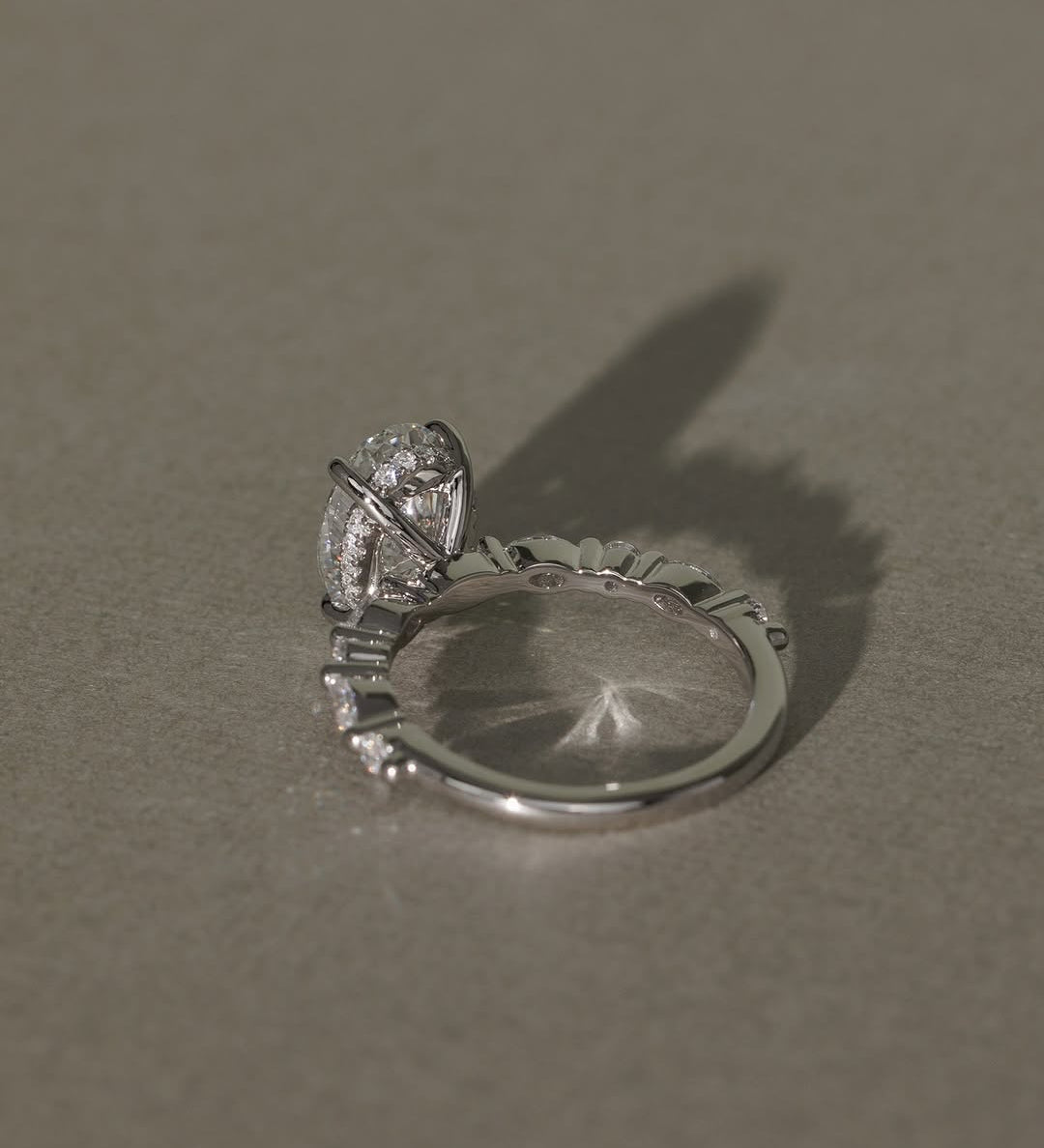 1.5 CT Oval Lab Grown Diamond Pave Style Engagement Ring