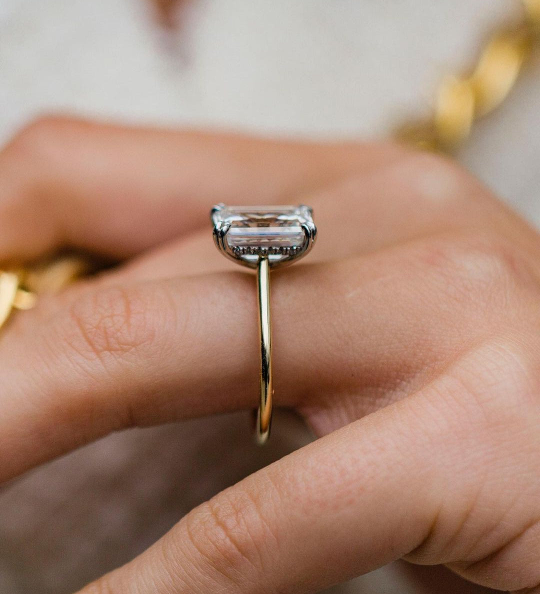 4.60 CT Emerald Cut Solitaire Moissanite Engagement Ring 3